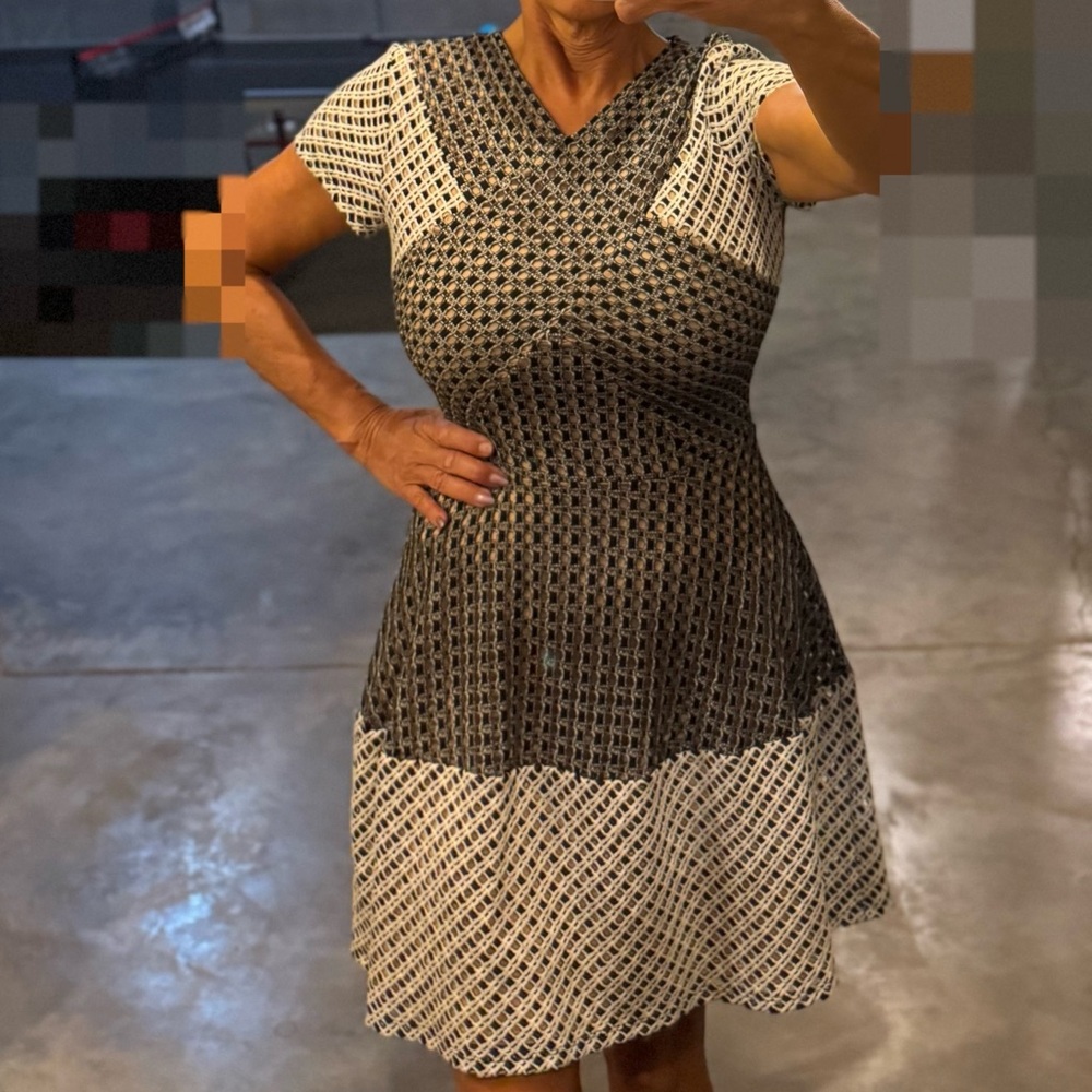 Elegant Black and White Patterned Dress